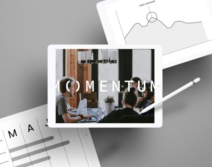 Visuel de slides de présentation powerpoint, chartées Momentum